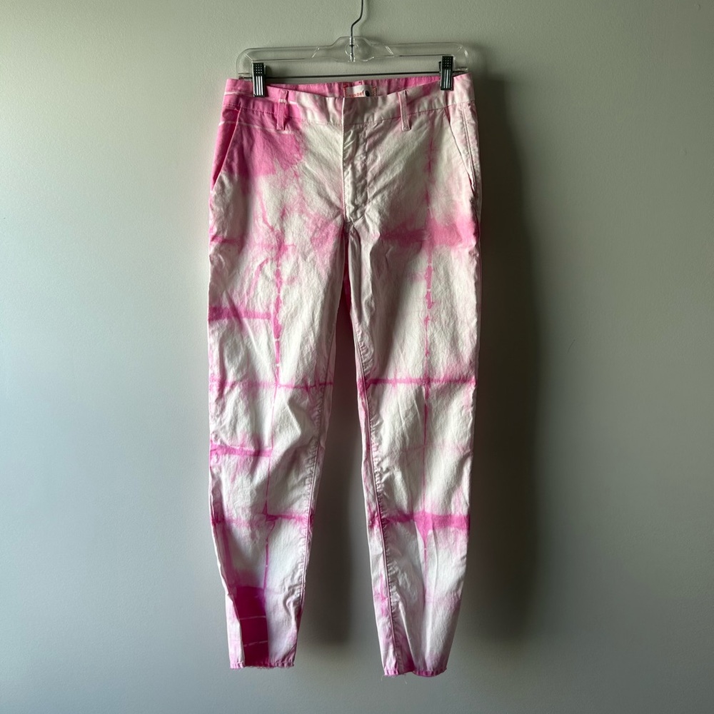 Sundry pink and white tie dye slim leg pants